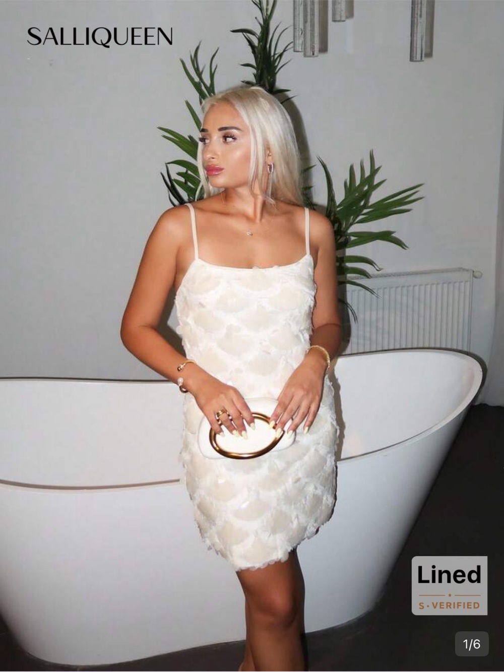 Cream Spaghetti-Strap Sequin Textured Dress